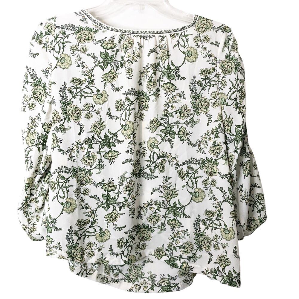 Max Studio NWT Women's Green Floral Elastic Long Sleeve Blouse Size XS